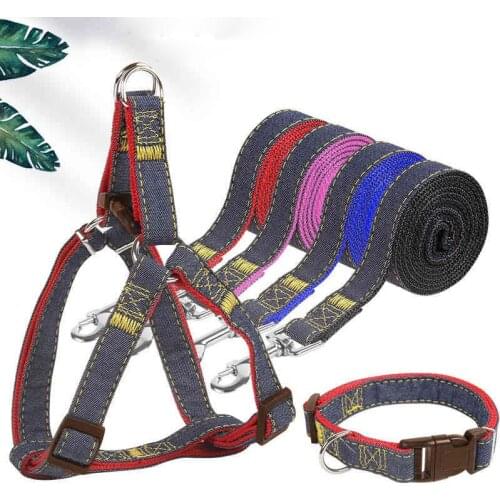 Hot Sales Pet Dog Rope Denim Thick Wear-resistant Chest Strap Traction Rope Collar Strap Adjustable