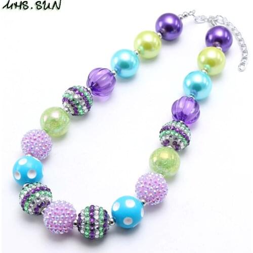 MHS.SUN Girls Baby Beads Chunky Necklace Fashion Design Bubblegum Chunky Necklace For Child Kids Beaded Jewelry Gift
