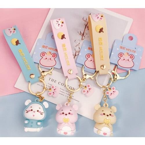 Trendy Cute Hani Mouse Keychain Cartoon Epoxy Doll Girl HeartWomen Car Bag Pendant Accessories Kids Toy Key Holder