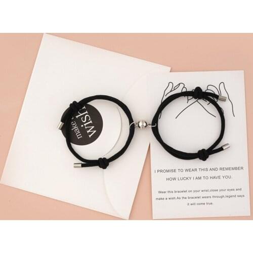 Magnetic Couple Bracelet Set Vows of Eternal Love Jewelry Gifts for Couple Bestfriend Distance Relationship Bracelets with Card