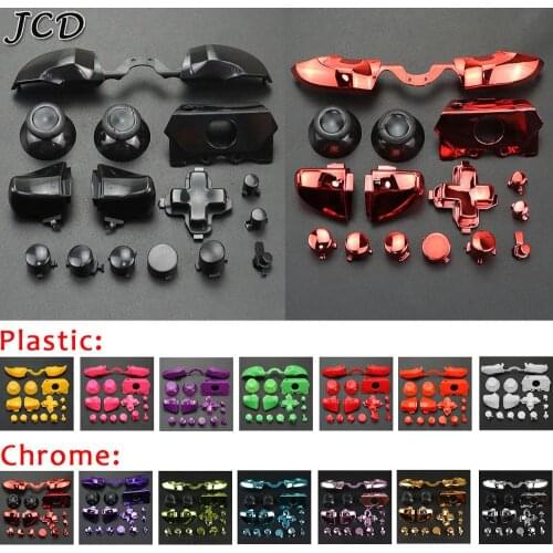 JCD Full Button Sets Mod D-pad ABXY Trigger LB RB LT RT Thumbstick Parts for Microsoft Xbox One Controller Chrome Solid