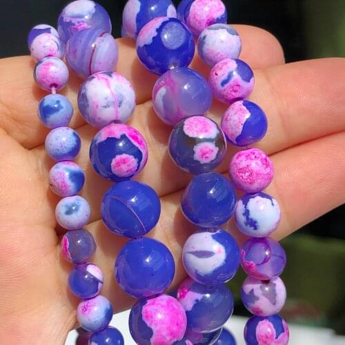 Natural Stone Multicolor Purple Fire Agates Round Loose Spacer Beads For Jewelry Making Diy Necklace Bracelet 15"Inches 6/8/10MM