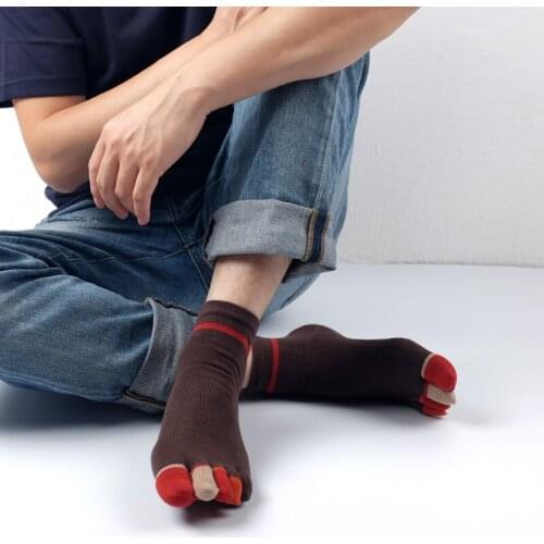 3 Pairs Cotton Mix Color 5 Toes Socks Men Five Fingers Leisure Toe Socks Crew Male
