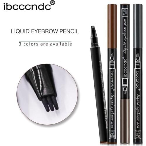 Ibcc New 3 Head Fine Sketch Liquid Eyebrow Enhancer Dye Tint Pen Eyebrow Pencil Durable Waterproof Fork Tip Eyebrow Tattoo Pen
