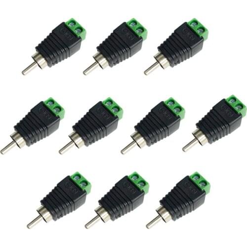 New Arrival 10Pcs Phono Speaker Wire Cable to Audio Male RCA Connector Professional RCA to Terminal Block Adapter