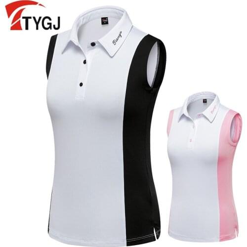 Pgm Women Golf Sportswear Ladies Stand Collar Sleeveless T-Shirt Vest Tops Summer Breathable Anti-sweat Golf Apparel D0806