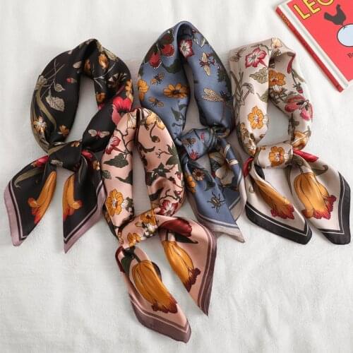 70cm Handkerchief Women Hair Scarf Fashion Printed Neck Scarfs Female Silk Satin Headband Small Shawls Hijab Scarves For Ladies