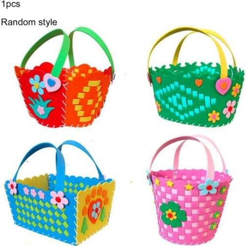 EVA Handmade Woven Paste Basket Childen Toy DIY Handicrafts Girl Gifts Sticky Kindergarten Material Kids Crafts Toys 2021 New