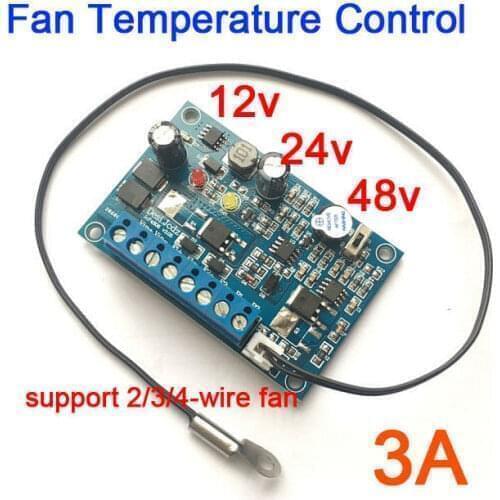 DYKB DC 12V 24V 48v 3A Fan Temperature Control governor Chassis FAN PWM Thermostat Speed Controller regulation w TEMP alarm