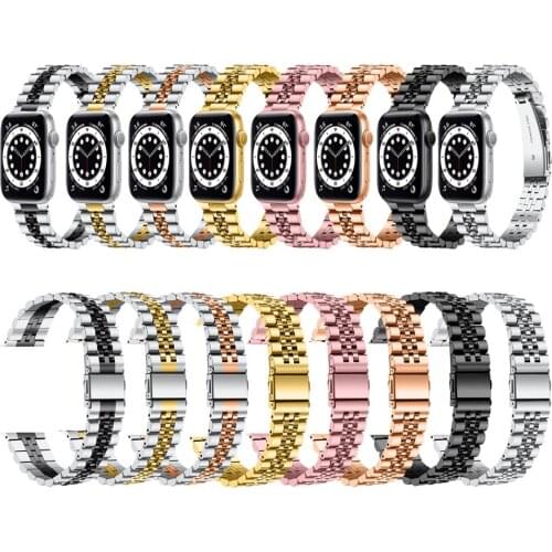For Apple Watch Band 44mm 42mm 40mm 38mm luxury Stainless Steel for iwatch se apple watch 6 5 4 strap Upgraded adapter bracelet
