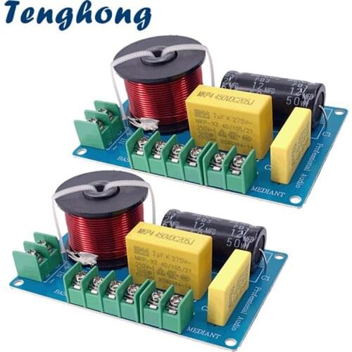 Tenghong 2pcs 3Way Frequency Divider Treble Mediant Bass Bookshelf Audio Crossover Board 200W HIFI High Fidelity Solder-Free DIY
