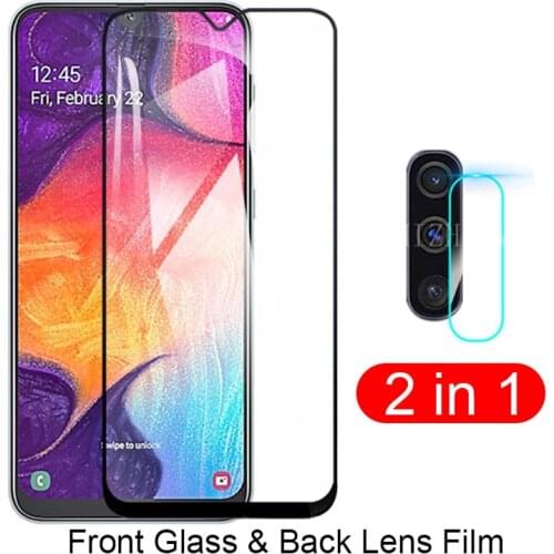 2 in 1 Samung A 50 Tempered Glass For Samsung Galaxy A20 A30 A50 A70 Camera Lens Screen Protector On A 20 30 50 70 protect Film