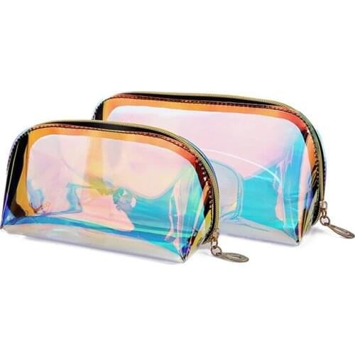 Women Cosmetic Cases Laser Transparent Makeup Bag Storage Toiletries Waterproof Portable Female Holographic Colorful Organizer