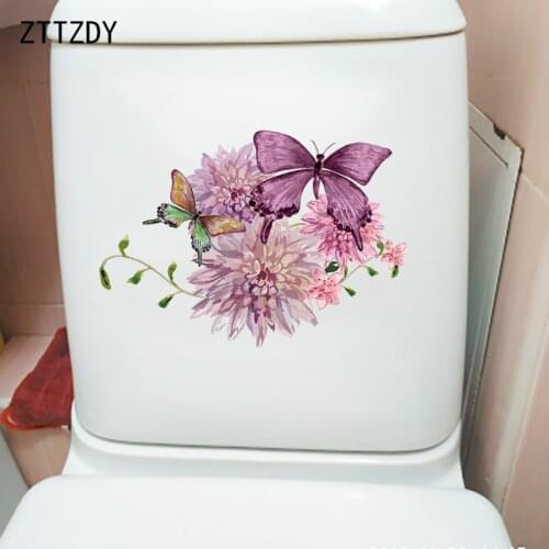 ZTTZDY 24.7×17.6CM Classic Chrysanthemum Butterfly Home Wall Stickers Mural Fashion Toilet WC Accessories T2-1405