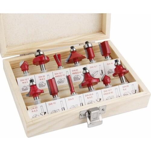12pcs/set JLI Router Bit Set 1/4" 6.35mm Wood Shank Tungsten Carbide Rotary Professional Tools for Woodworking