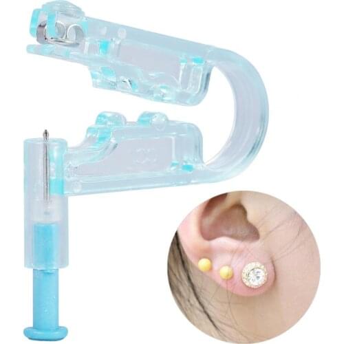 2PCS/Set Disposable Aseptic Ear Piercing Gun Safe Sterile Painless Ear No Pain Ear Piercing Tool Kit + Alcohol Prep Pads Women