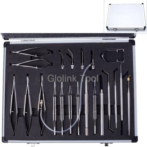 21PCS Stainless Steel Eye Ophthalmic Cataract & Intraocular Set Surgical Instrument Eye Micro Surgery Tools