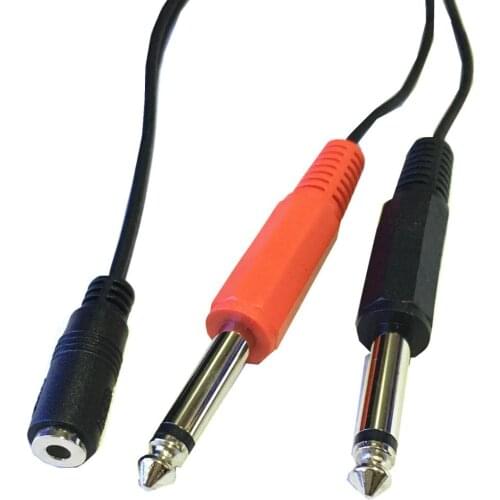 3.5mm Female Plug to 2×6.35mm TRS Mono Male Jack Audio Socket Adapter Cable