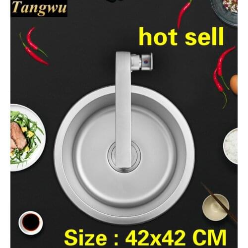 Free shipping Household balcony vogue kitchen circular tank sink food-grade 304 stainless steel vogue hot sell 420x420 MM
