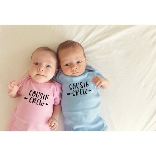 Cousin Crew Infant Baby Boys Girls Sister Brother Twins Bodysuits Newborn Baby Matching One Piece Outfits Summer
