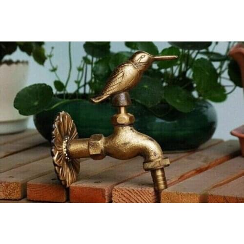 Decorative outdoor faucets Wall mounted brass animal garden Bibcock with rural style antique bronze bird tap NEW