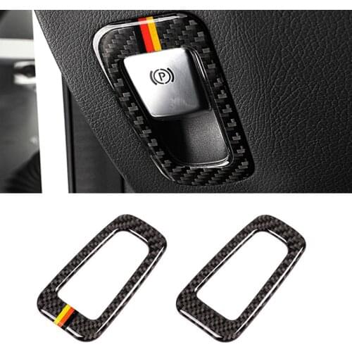 For Mercedes Benz C Class W205 C180 C200 C300 GLC260 Carbon Fiber Car Electronic Hand Brake P Button Frame Cover