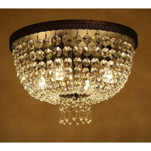 European Style Luxury Crystal LED Chandelier Circular Simple Ceiling Lamp for Living Room Dining Room Cloakroom Bedroom