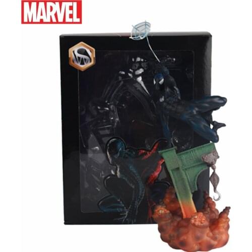 Marvel Spiderman Black Diorama PVC Action Figures 260mm Spider man Figurine Model Statue Toys
