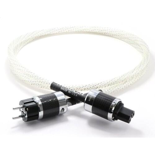 Hi-End Valhalla 7N silver plated OCC audio EU power cord cable, carbon fiber power plug connector extension cable