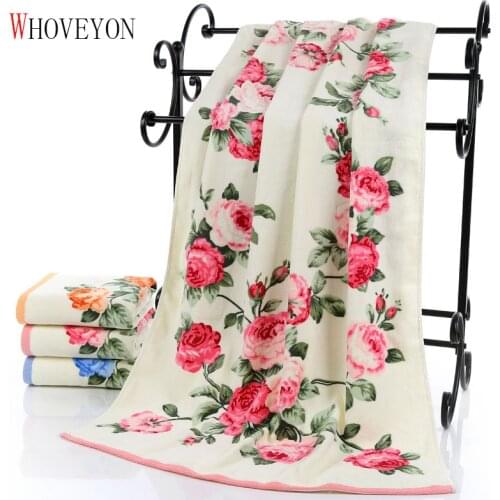 Cotton creative jacquard towel absorbent quick-drying beach towel bath towel big flower figure creative couple wash towel 2 sets
