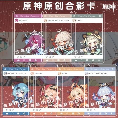 Game Genshin Impact Cosplay Yoimiya Sayu Kaedehara Kazuha Kamisato Ayaka Acrylic Sandwich Group Photo Card Transparent Pendant