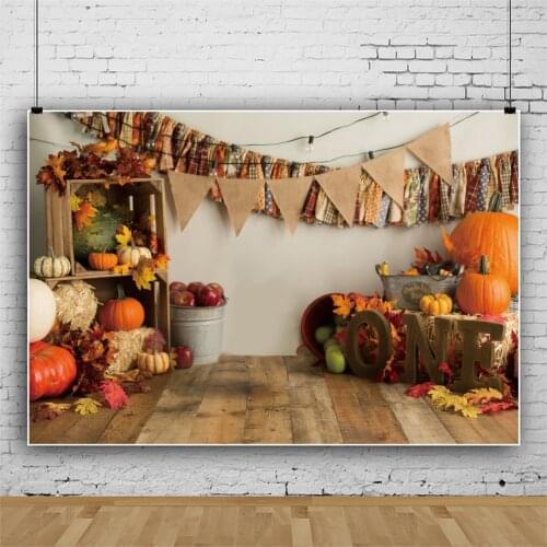 Laeacco Autumn Pumpkin Photo Backdrops Wood Floor Interior Baby Toys Photocall Banner Photographic Photo Background Photostudio