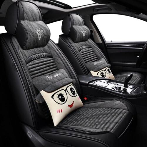 ZHOUSHENGLEE Linen Flax Car Seat Cover for Jaguar All Models F-PACE XJL XE F-TYPE XK XFL XEL XF auto accessories car styling