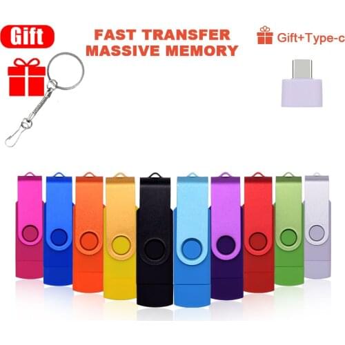 Metal OTG 3 IN 1 Type-C pen drive 64GB flash usb memory 8GB pendrive 16GB 32GB usb flash drive 128GB OTG cle usb stick pen gift