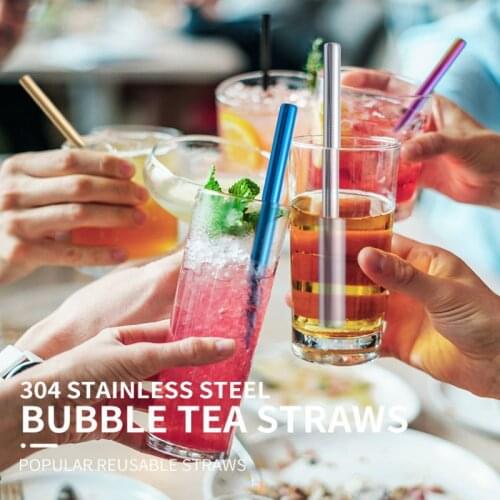 Reusable Drinking Straw Stainless Steel Straw Set Metal Colorful Straw With Cleaner Brush Bar Party Kitchen Accessories Cocina