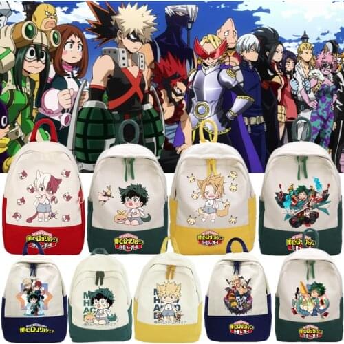 My Hero Academia Midoriya Izuku Deku Bakugou Katsuki Cosplay Canvas Backpack Students Shoulders Bag Schoolbags Laptop Bags
