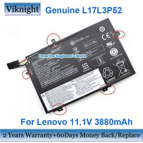 Genuine L17L3P52 Battery For Lenovo SB10K97610 01AV463 Laptop Batteries 11.1V 3880mAh 3880mAh
