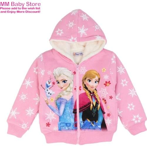Autumn Winter Baby Girls Cartoon Elsa Anna Wool Jacket Coats Clothes Kids Fashion Windbreaker Tops Children Girls Outerwear