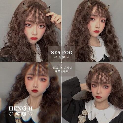 Wig Womens Long Curly Hair Wool Roll Instant Noodles Roll Air Bangs Natural Net Red Egg Roll Headgear Lolita Lolita wig