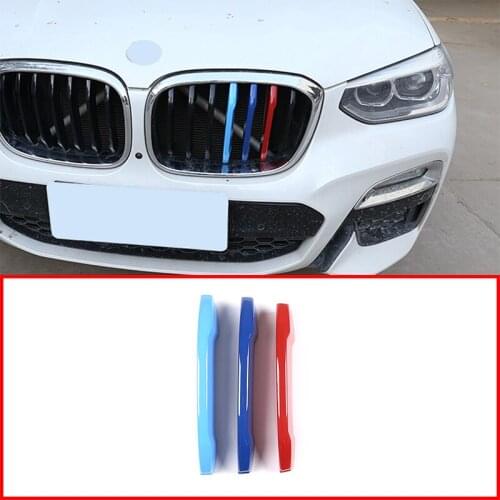 For BMW X3 X4 G01 G02 2018-2020 Front Grill Cover Trim ABS Chrome Sequins Car Accessories 3 Pcs