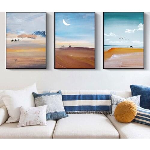 Desert Natural Scenery Landscape Poster Nordic Oil Painting Texture Print Canvas Art Wall Picture Home Living Room Decoration