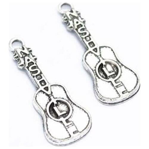 Letter Nashville In Guitar Charms Tibetan Silver Antique Bronze Music Instrument Guitars Charm Pendants 31x11mm