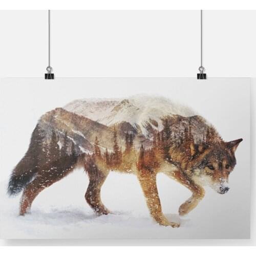 Wolf In The Arctic Forest Trees Animal Poster Framed Wooden Frame Canvas Painting Wall Art Decor Study Home Decoration Prints