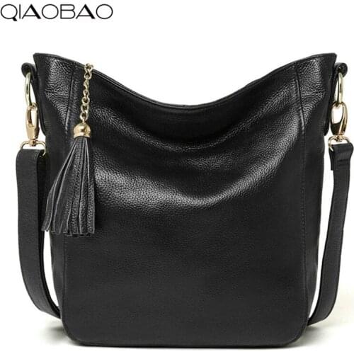 QIAOBAO Fashion 2020 Designer Women Messenger Bags Females Bag 100% Genuine Leather Bag Crossbody Shoulder Bag Bolsas Femininas