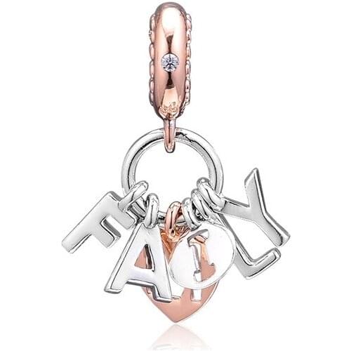 925 Sterling Silver Jewelry Perfect Family Charms for Jewelry Making Rose Golden Jewelry Pave Stone Pendant For Chains Bracelets
