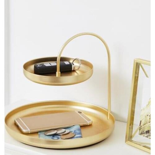 Modern decorative storage box two layers jewelry tray gold color gifts European style