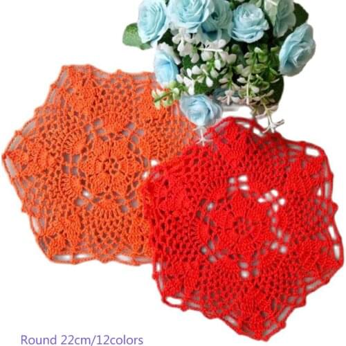 Modern Lace Round cotton table place mat dish pad Cloth crochet placemat cup mug Christmas tea coaster handmade doily kitchen