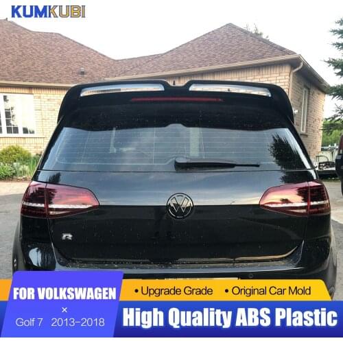 KUMIKUBI For Volkswagen VW Golf 7 7.5 MK7 Ⅶ Black Spoiler 2013 to 2018 ABS Material Car Rear Wing Rear Spoiler Carbon Pattern