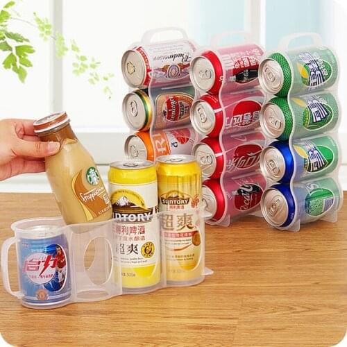 Can Organizing Rack Storage Box Kitchen Supplies Hand Pull Type 4 Section Refrigerator Beverage Storage Box Space-saving
