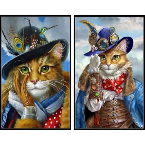 Embroidery Counted Cross Stitch Kits Needlework - Crafts 14 ct Aida DIY Arts Handmade Decor - A Well Dressed Cat